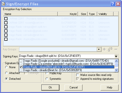  Odabir ključa za Enkripciju / Dekripciju 